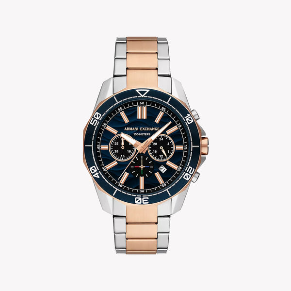 A|X Armani Exchange Men's Rose Gold & Silver Watch, Blue Dial | Ax1965