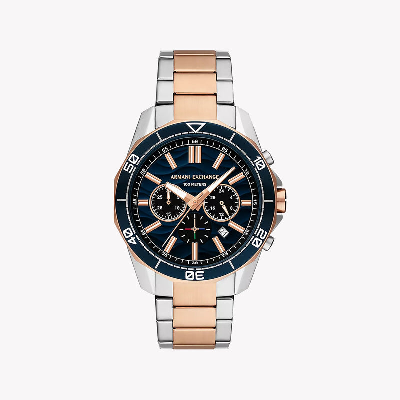 A|X Armani Exchange Men's Rose Gold & Silver Watch, Blue Dial | Ax1965 by i-watch