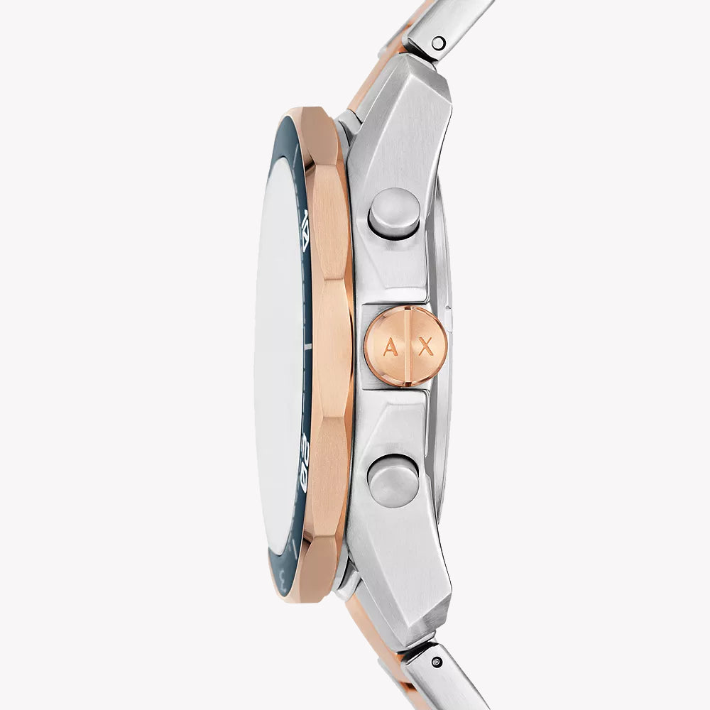 A|X Armani Exchange Men's Rose Gold & Silver Watch, Blue Dial | Ax1965