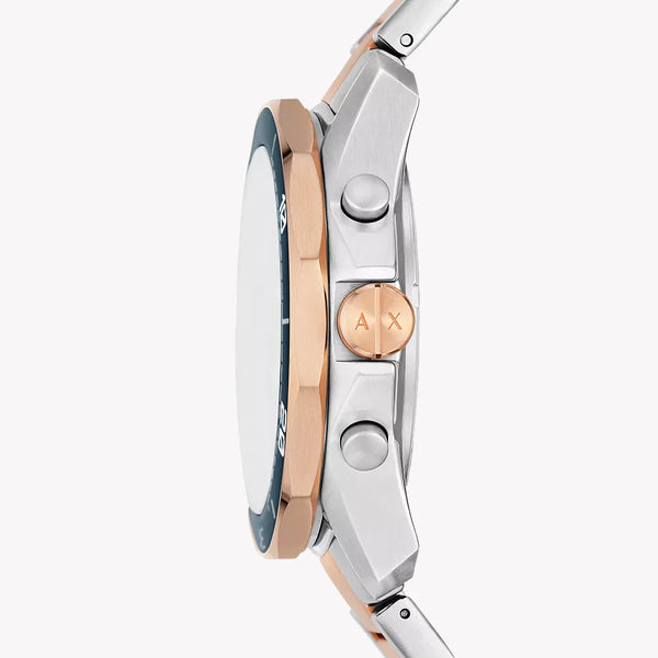 A|X Armani Exchange Men's Rose Gold & Silver Watch, Blue Dial | Ax1965