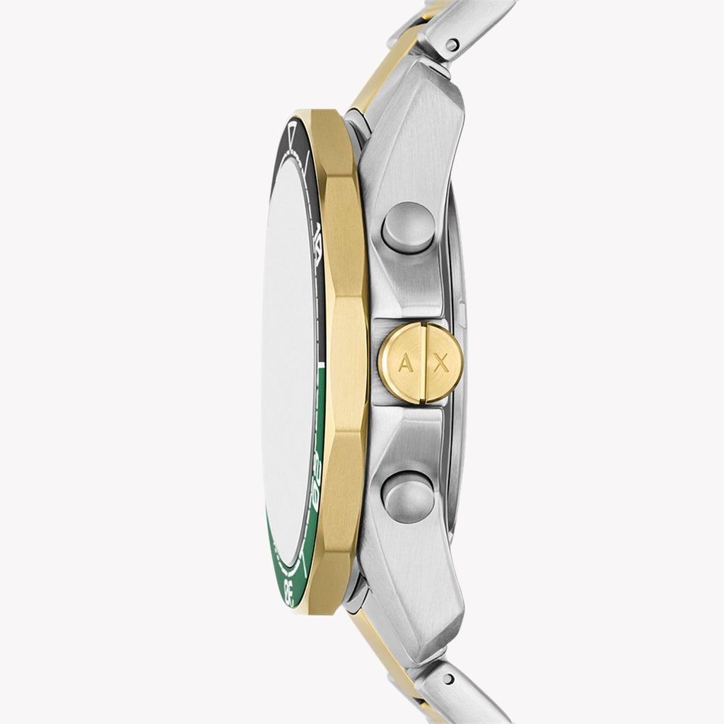 A|X Armani Exchange Men's Silver & Gold Watch, Green Dial | Ax1966
