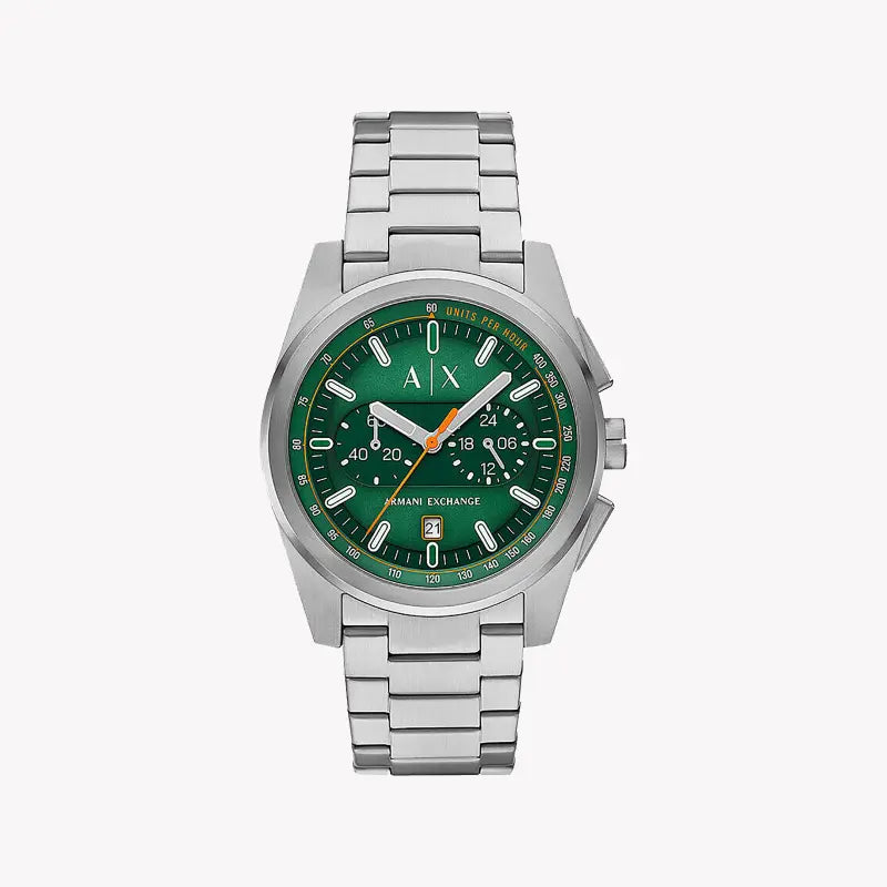 A|X Armani Exchange Men's Silver Watch, Green Dial | Ax2862