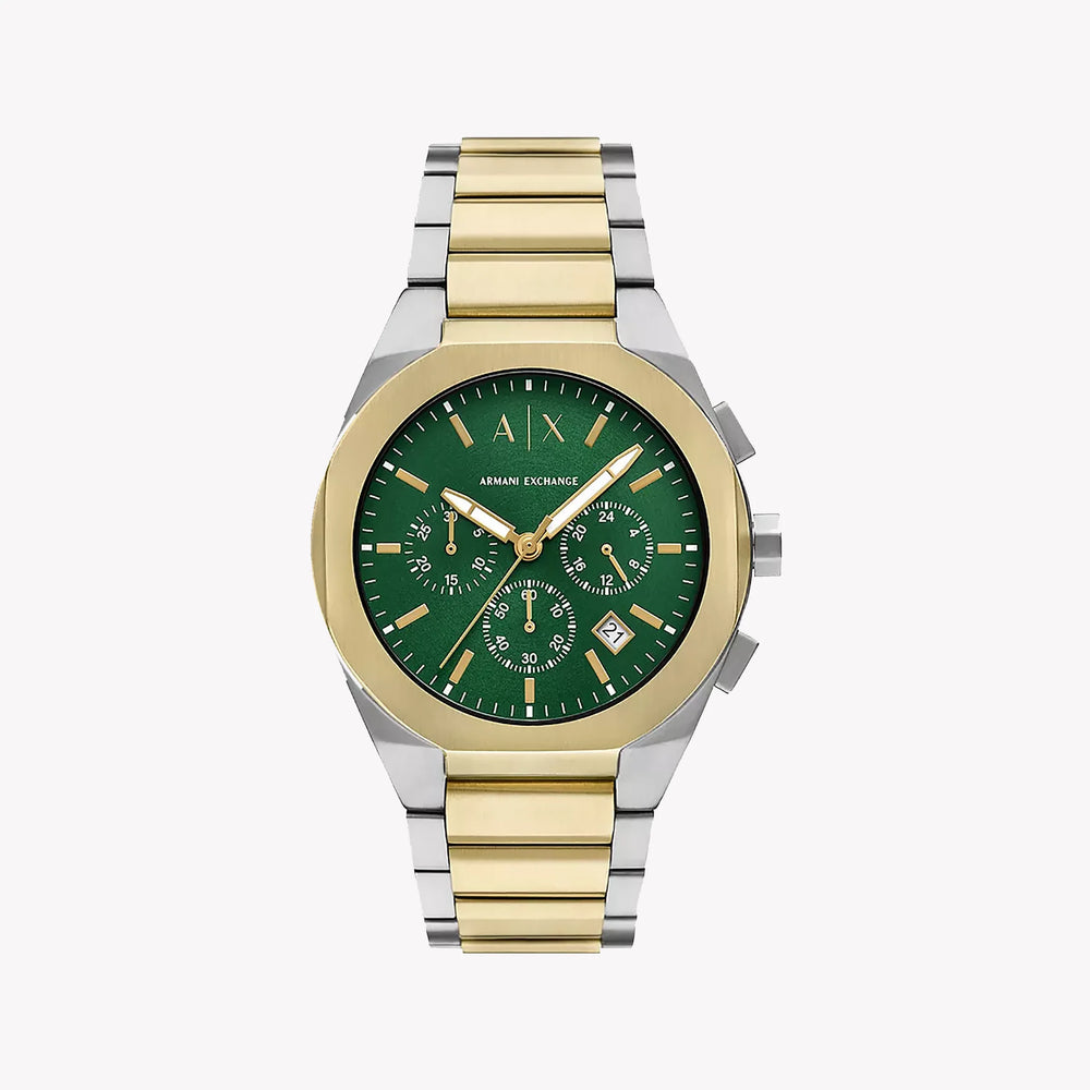 A|X Armani Exchange Men's Silver & Gold Watch, Green Dial | Ax4184 by i-watch