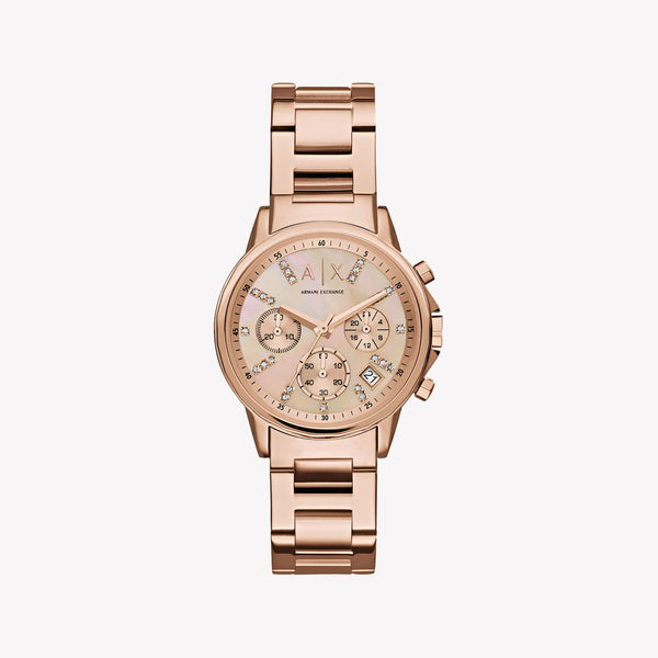 Armani Exchange Chronograph Rose Mother of Pearl Dial Ladies Watch AX4326