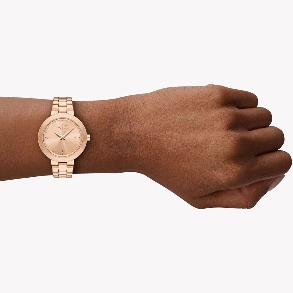 Armani Exchange Two-Hand Rose Gold-Tone Women Watch AX5177