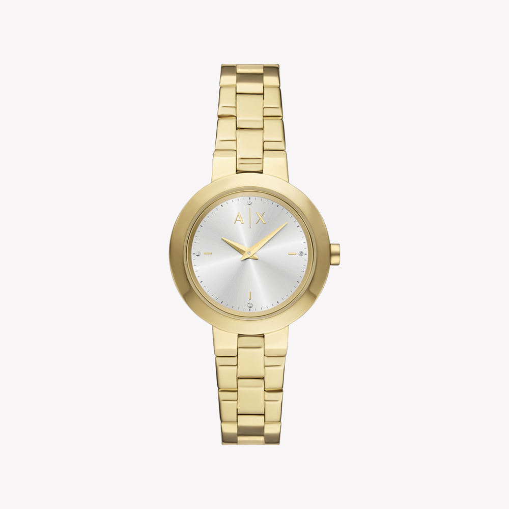 Armani Exchange Women's Quartz 36mm Silver Dial Gold-Tone Stainless Steel Watch AX5180