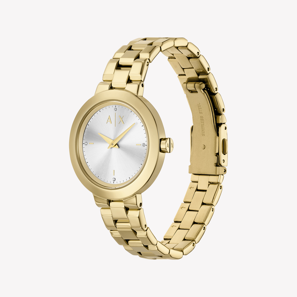 Armani Exchange Women's Quartz 36mm Silver Dial Gold-Tone Stainless Steel Watch AX5180