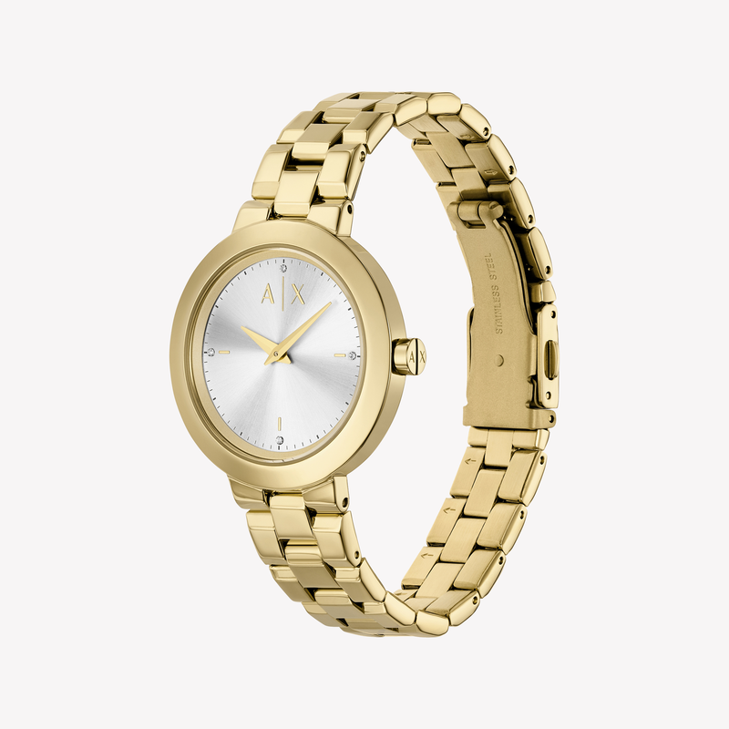 Armani Exchange Women's Quartz 36mm Silver Dial Gold-Tone Stainless Steel Watch AX5180