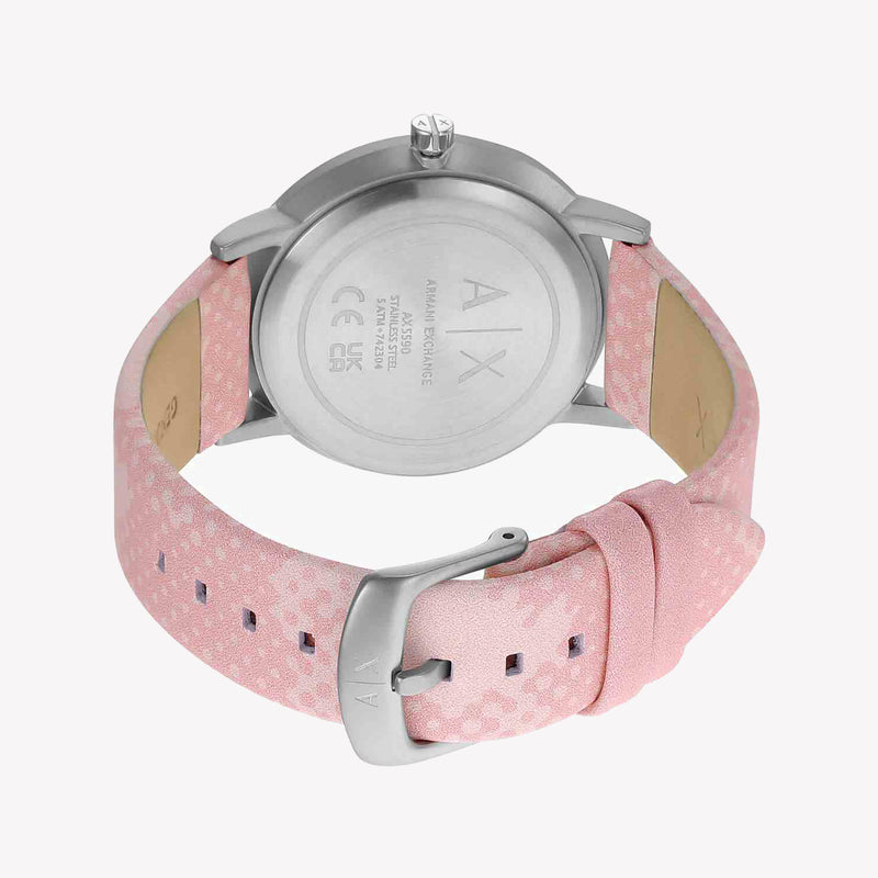 Armani Exchange Women's Quartz Three Hand Pink Leather Watch 36mm