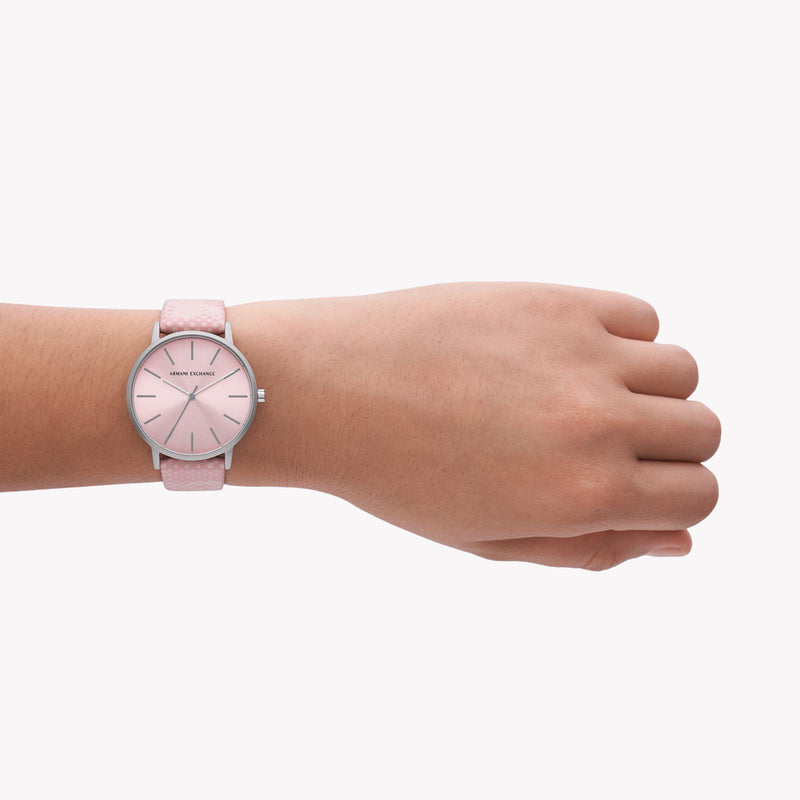 Armani Exchange Women's Quartz Three Hand Pink Leather Watch 36mm