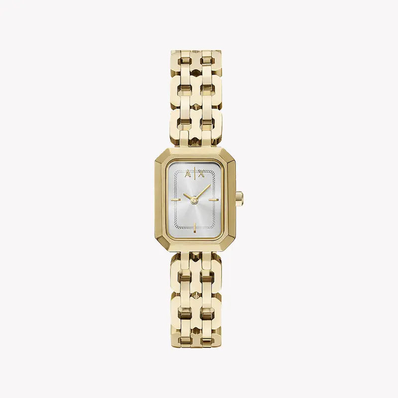 A|X Armani Exchange Women's Gold Stainless Steel Watch, Silver Dial | Ax5811