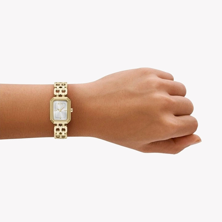 A|X Armani Exchange Women's Gold Stainless Steel Watch, Silver Dial | Ax5811