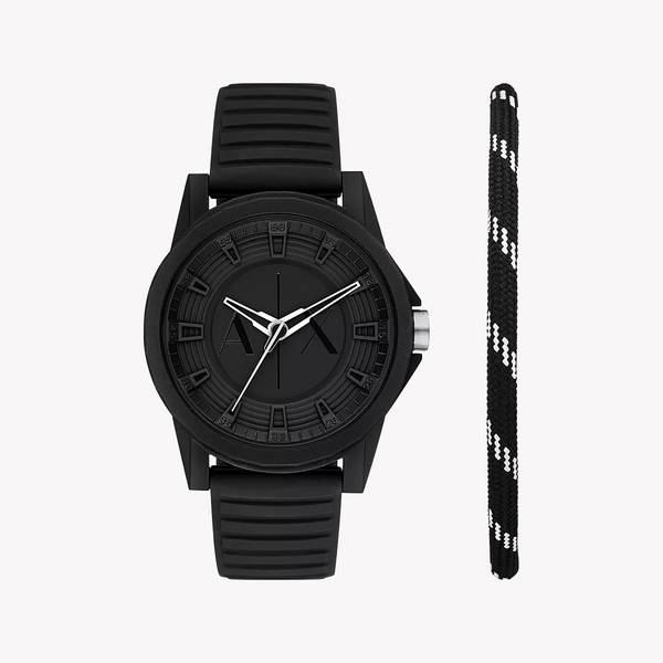 A|X Armani Exchange Men's Black Nylon Watch, Silicone Band | Ax7159set by i-watch