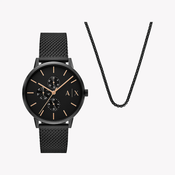 A|X Armani Exchange Men's Black Stainless Steel Watch, Black | Ax7162set