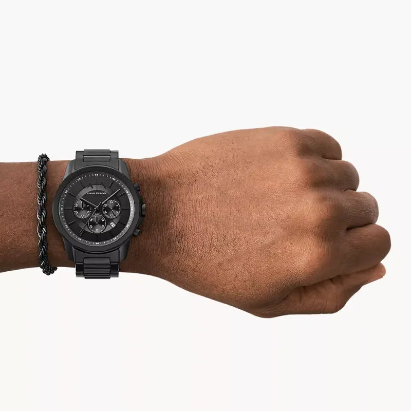 A|X Armani Exchange Men's Black Watch, Black Dial | Ax7163set
