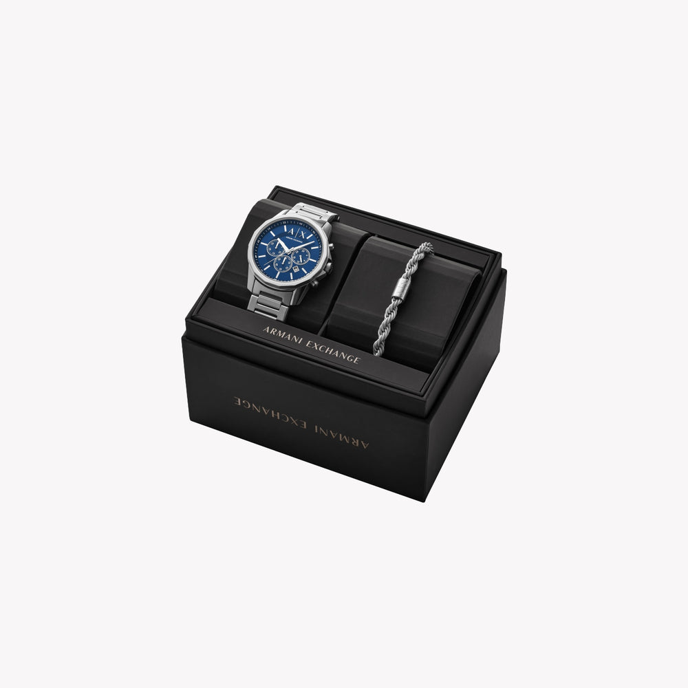Armani Exchange Men's Banks Rd. Quartz Chronograph Stainless Steel Bracelet Watch Gift Set