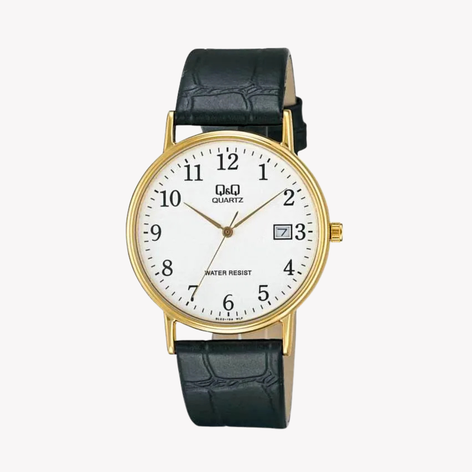 Q&Q Men's Gold & Black Watch, White Dial | BL02J104Y