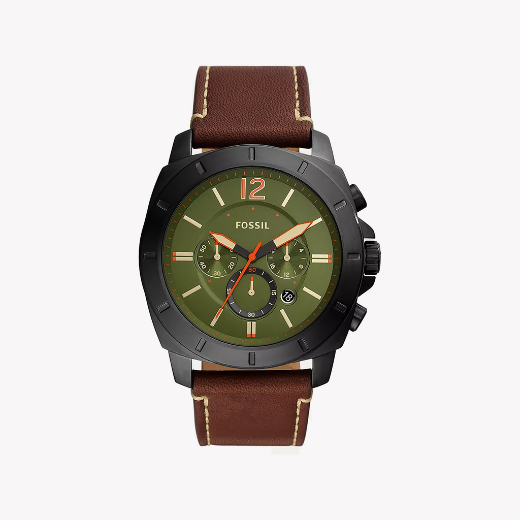 Fossil Men's Black/Brown, Green Dial Watch | Bq2760