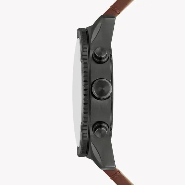 Fossil Men's Black Stainless Steel, Brown Leather | Bq2800 by i-watch