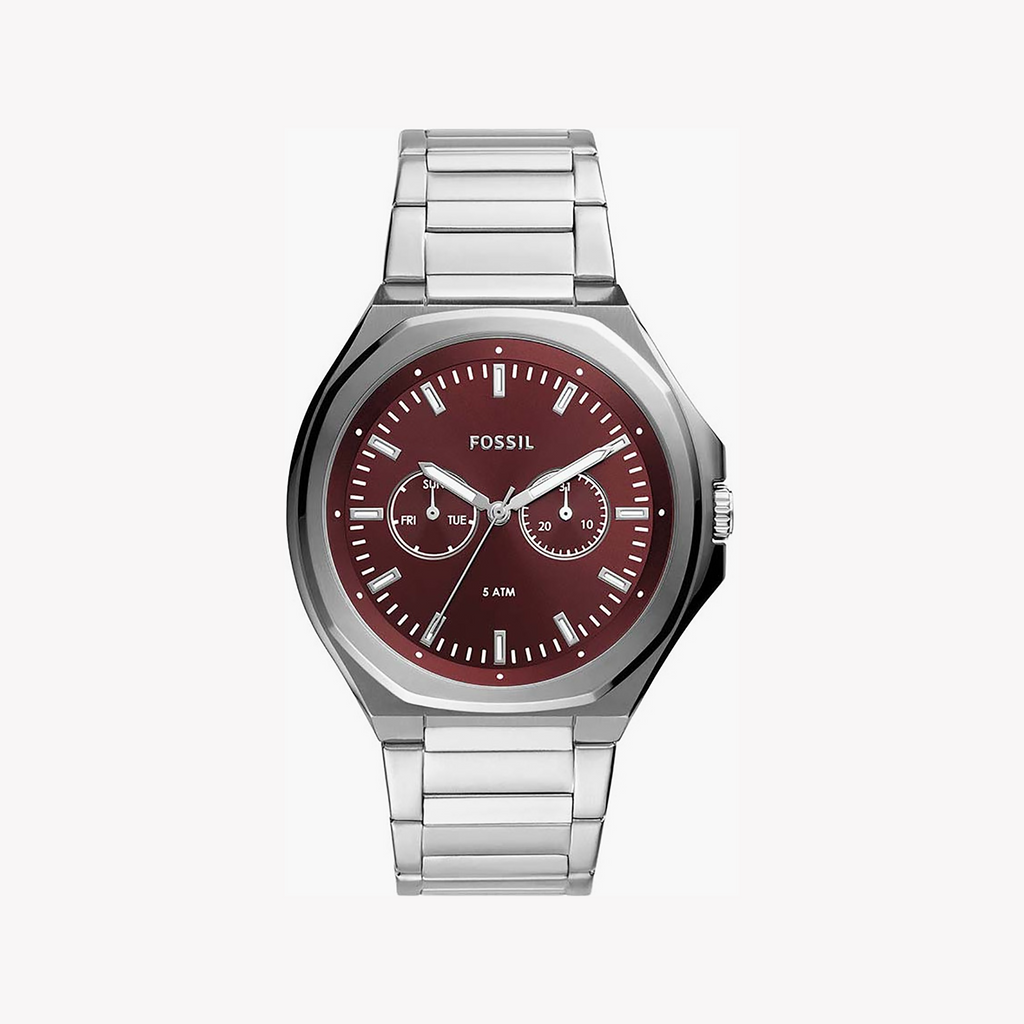 Fossil Men's Steel Silver/Red Watch | Bq2807