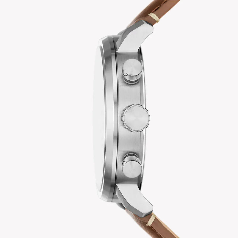 Fossil Men's Silver/Brown, Blue/Leather | Bq2847 by i-watch