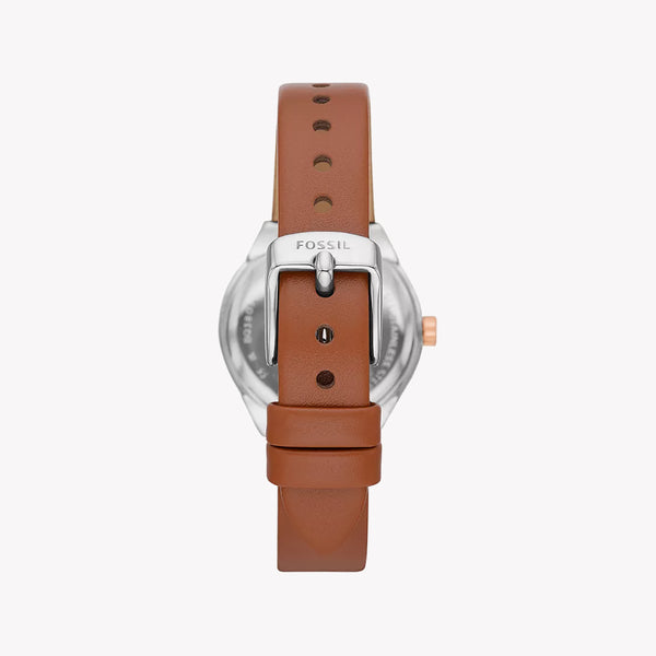 Eevie Three-Hand Date Brown Leather Watch