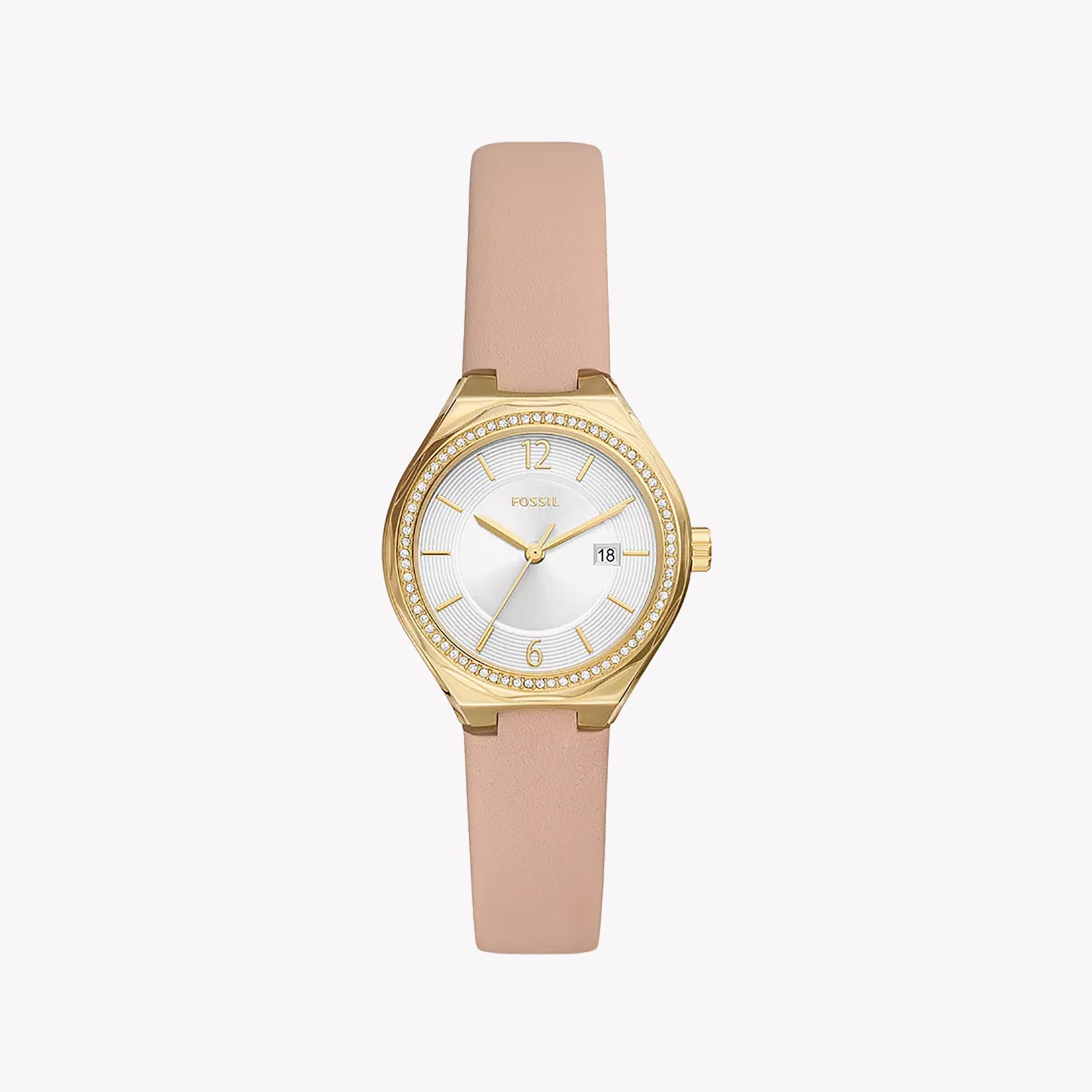 Eevie Three-Hand Date Pink Leather Watch