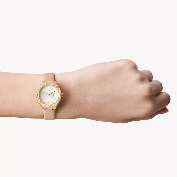 Eevie Three-Hand Date Pink Leather Watch