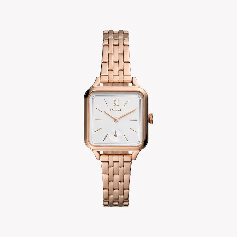 Fossil Women's Rose Gold Watch, White Dial | Bq3831
