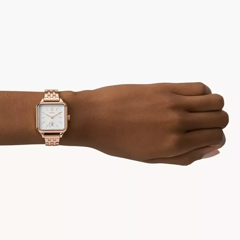 Fossil Women's Rose Gold Watch, White Dial | Bq3831