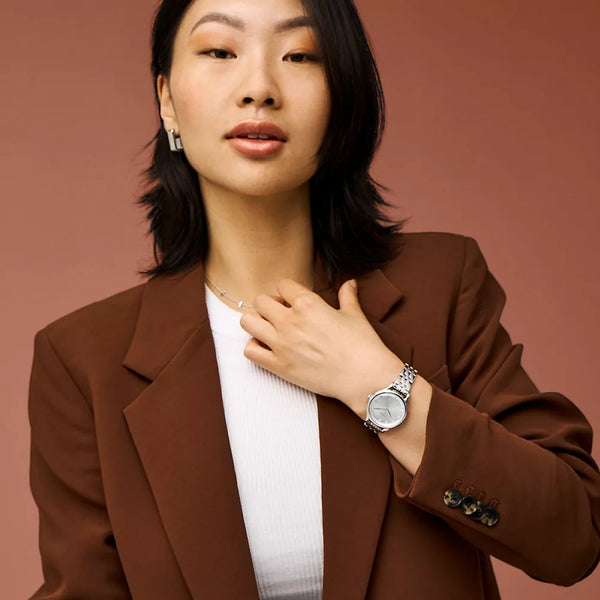 Fossil Women's Laney Three-Hand Silver Stainless Steel Watch BQ3861