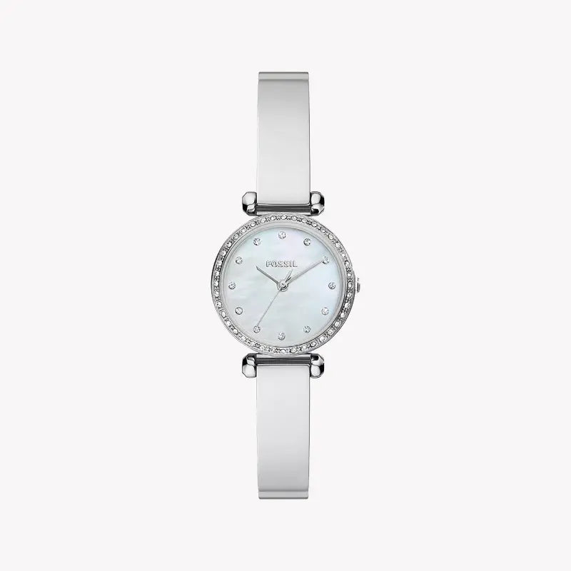 Fossil Women's Silver Stainless Steel Watch, White Dial | Bq3893