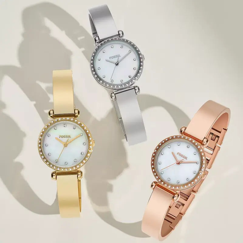 Fossil Women's Silver Stainless Steel Watch, White Dial | Bq3893