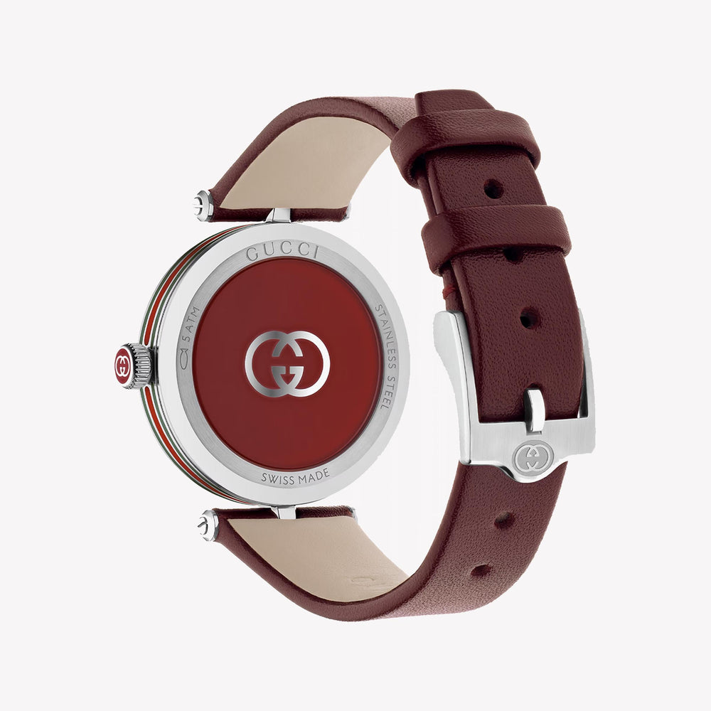 GUCCI YA167508 Women's Watch - Chic Silver & Burgundy Style-i-Watch-2