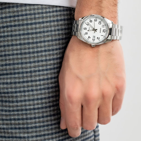 Casio Men's Stainless Steel Watch, White Dial | Mtp-1302pd-7bvef by i-watch