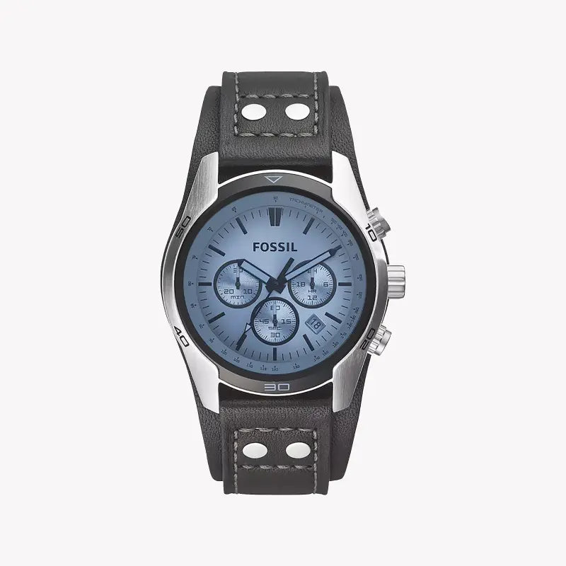 Fossil Men's Silver Stainless Steel, Black Leather | Ch2564