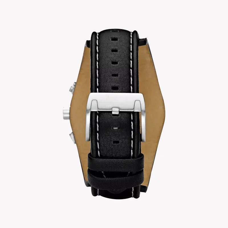 Fossil Men's Silver Stainless Steel, Black Leather | Ch2564