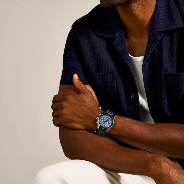 Fossil Men's Silver Stainless Steel, Black Leather | Ch2564 by i-watch