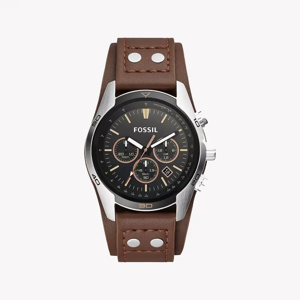 Fossil Men's Silver Stainless Steel, Brown Leather | Ch2891 by i-watch