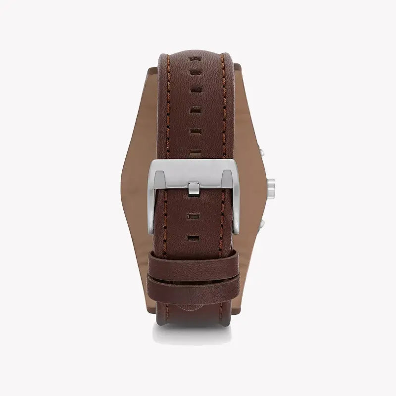 Fossil Men's Silver Stainless Steel, Brown Leather | Ch2891