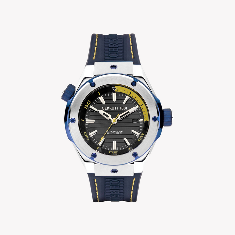 Cerruti 1881 Men's Stainless Steel/Blue Rubber Watch | Ciwgn2207501 by i-watch