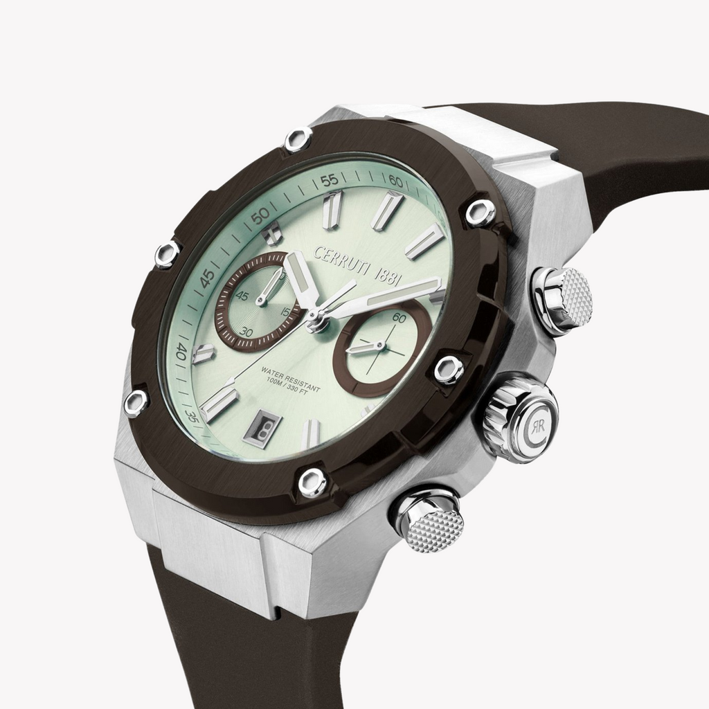 Cerruti 1881 Men's Stainless Steel/Brown Rubber Watch | Ciwgo2206101