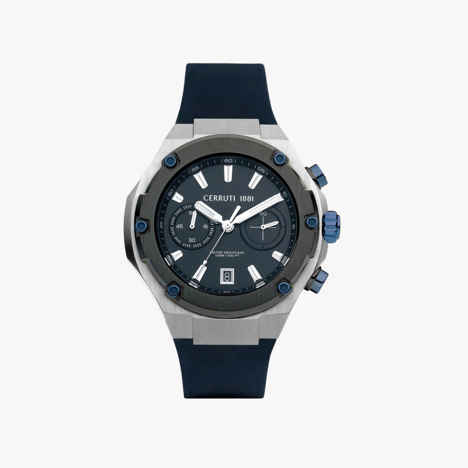 Cerruti 1881 Men's Stainless Steel/Blue, Blue Rubber | Ciwgo2206107 by i-watch
