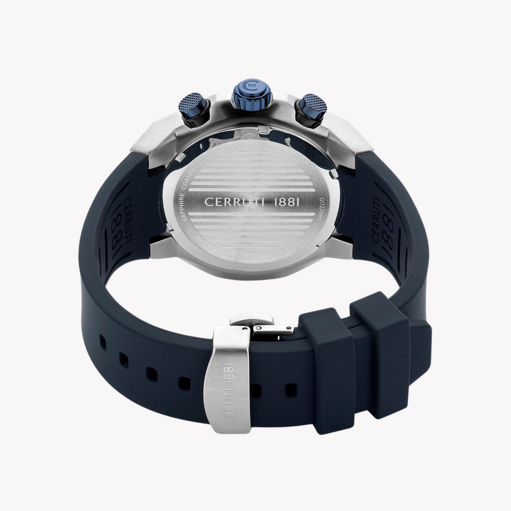 Cerruti 1881 Men's Stainless Steel/Blue, Blue Rubber | Ciwgo2206107