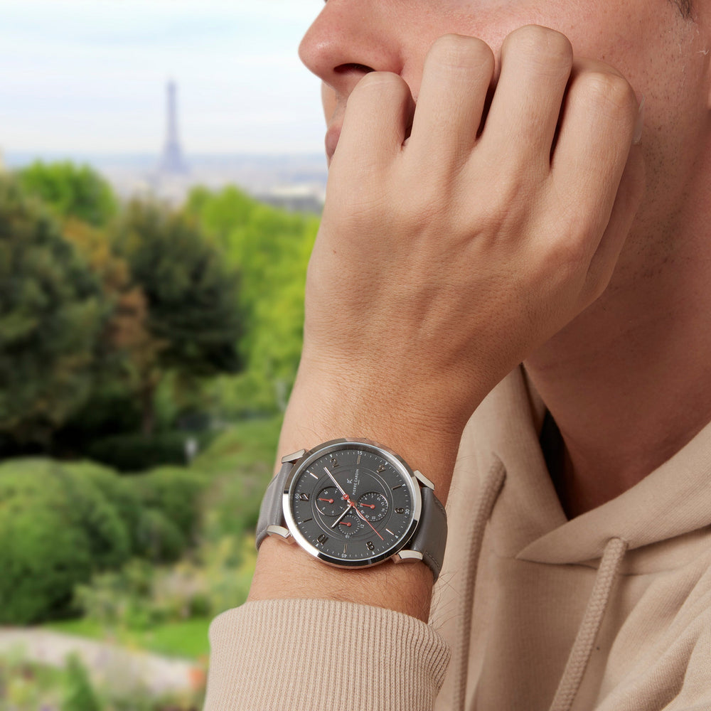 Pierre Cardin Men's Gray Leather Watch, Stainless Steel | Cpi.2025 by i-watch