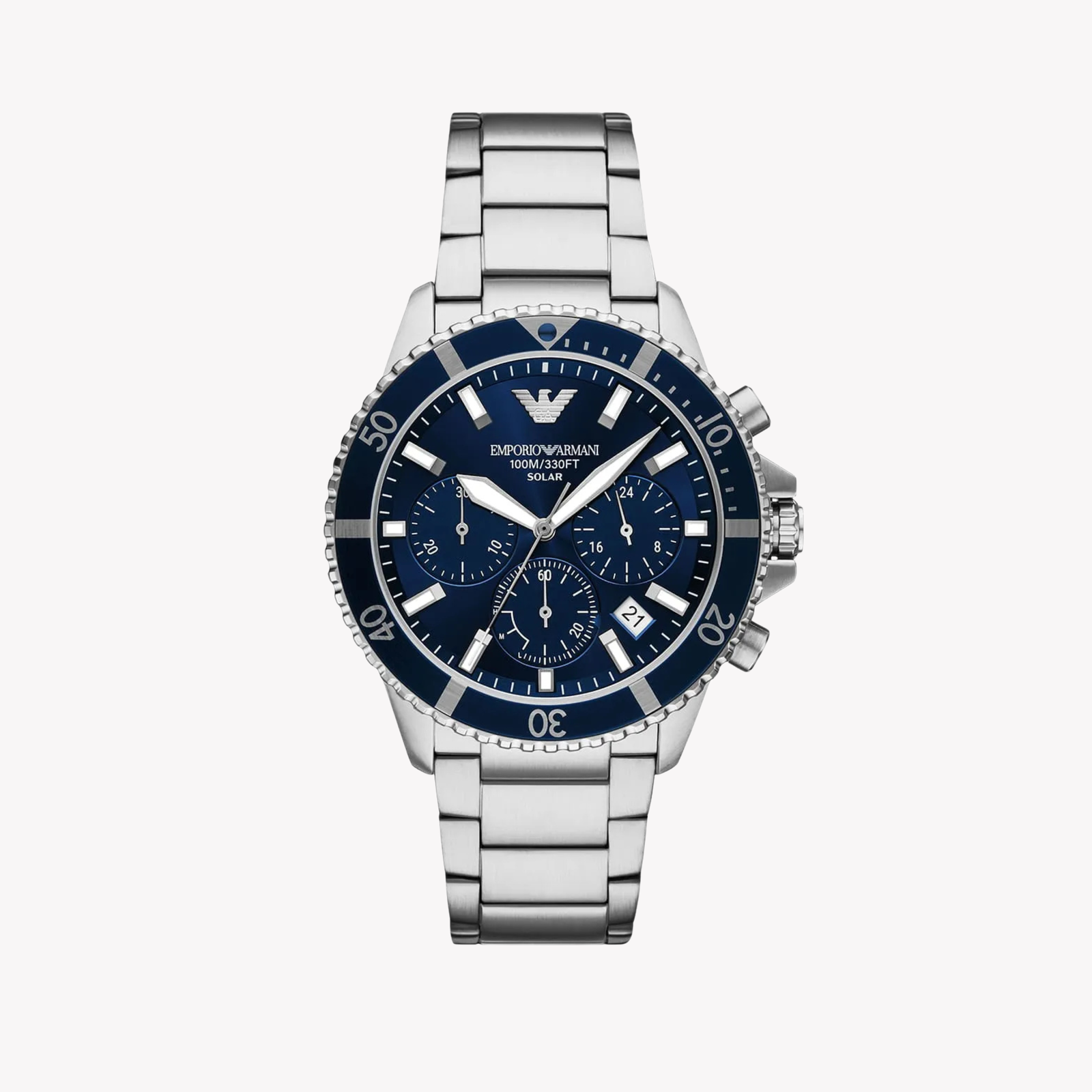 Emporio Armani Men's Silver Watch, Blue Dial | AR11681