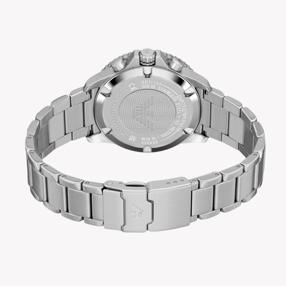 Emporio Armani Men's Silver Watch, Green Dial | AR11741