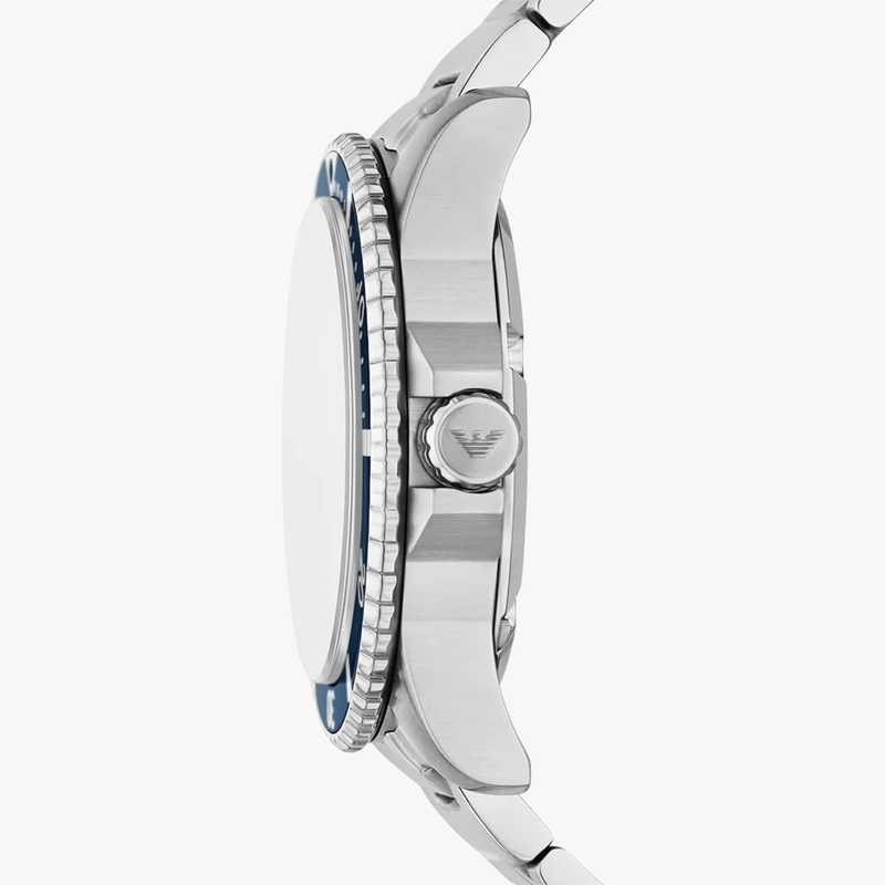 Emporio Armani Men's Silver Watch, Blue Dial | AR11697