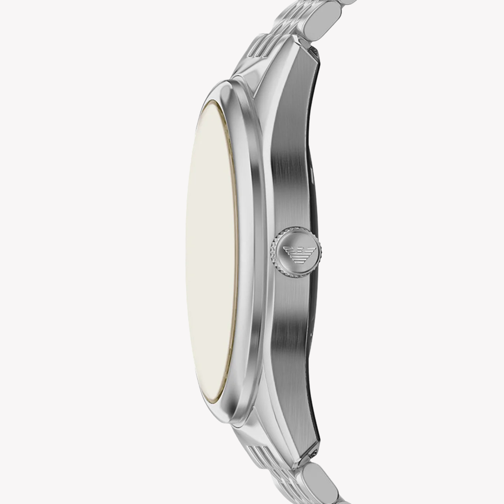 Emporio Armani Men's Silver Watch, Beige Skeleton Dial | AR60095