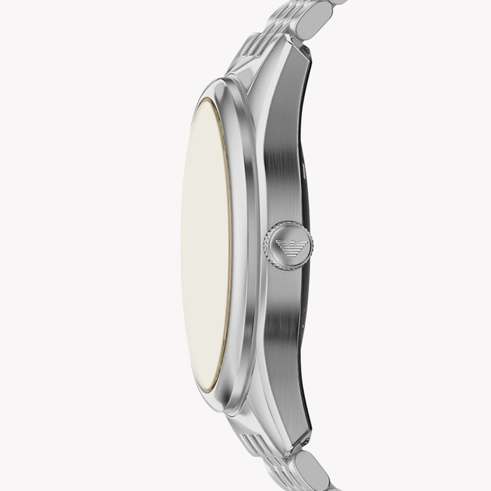 Emporio Armani Men's Silver Watch, Beige Skeleton Dial | AR60095